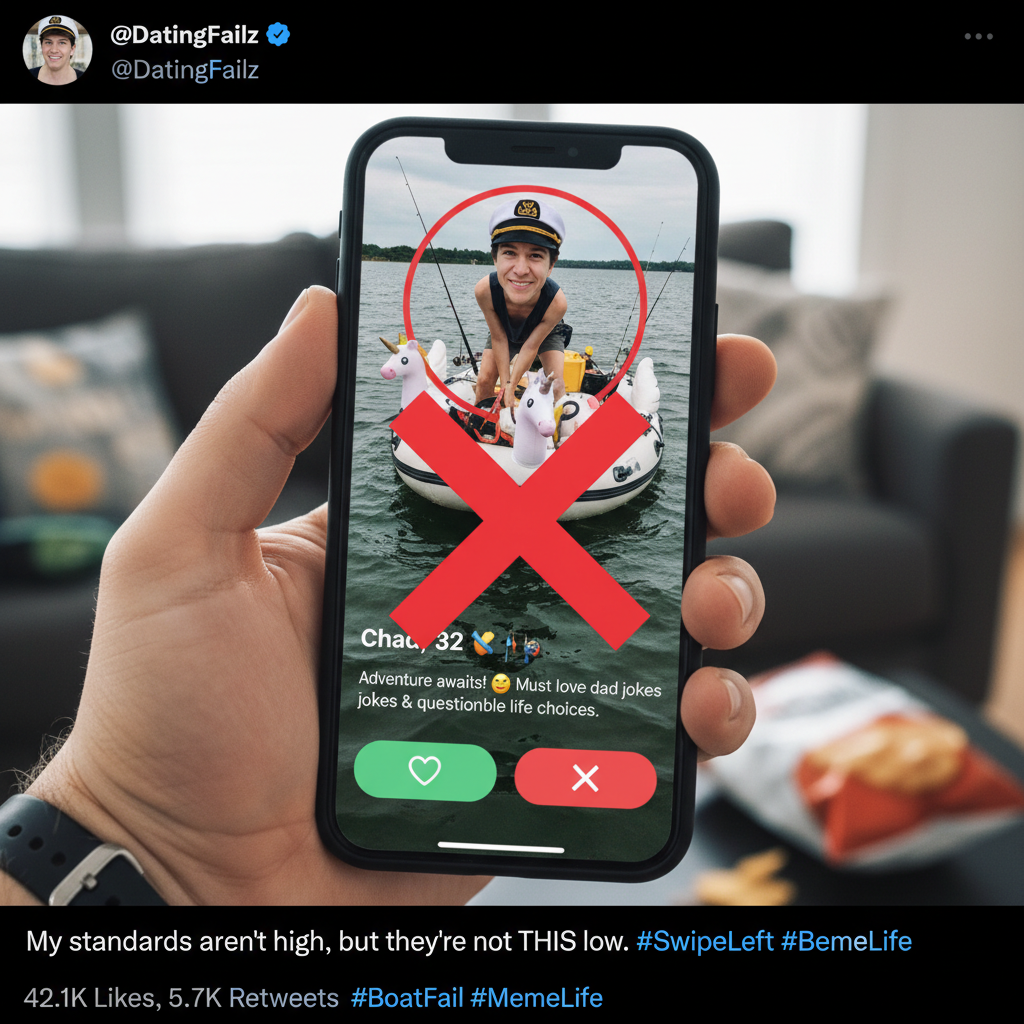 Dating apps are just 'swipe left on everyone who owns a boat' simulator.