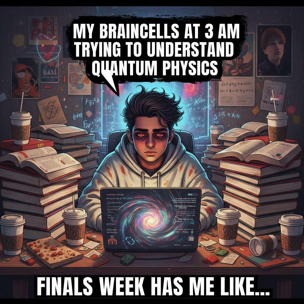 My brain during exam season: 'Is sleep a myth? What even is outside?' #StudentLife
