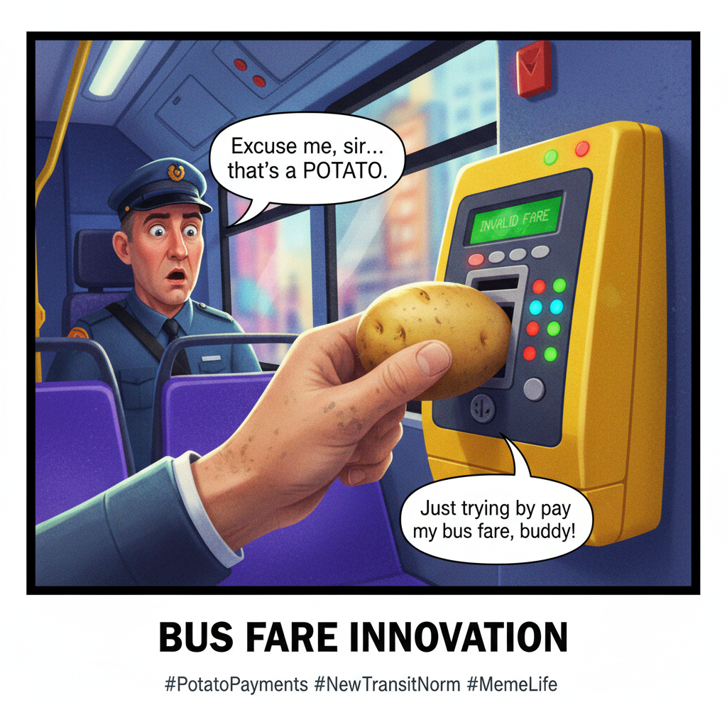 Someone just tried to pay their bus fare with a single potato. Peak public transport.