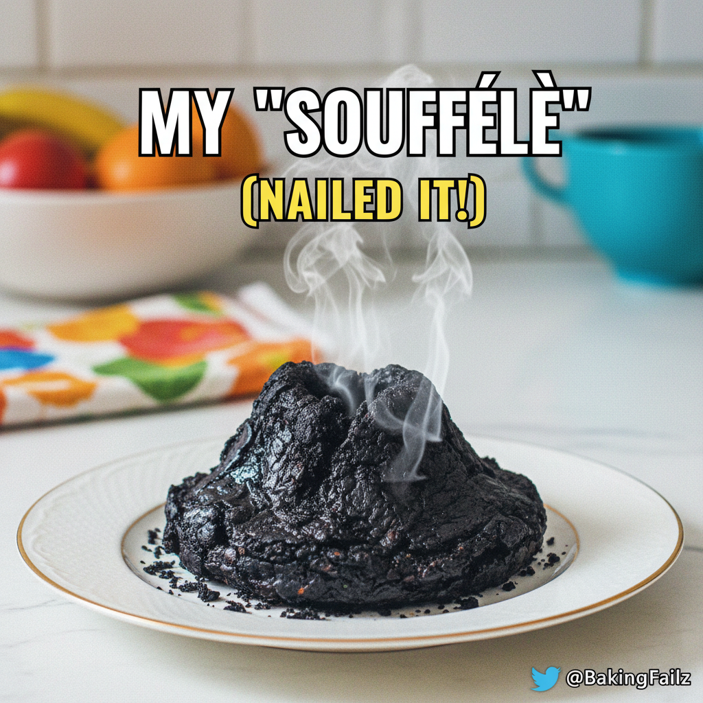 Tried to make a soufflé. Ended up with a culinary black hole. Send help. #CookingFail