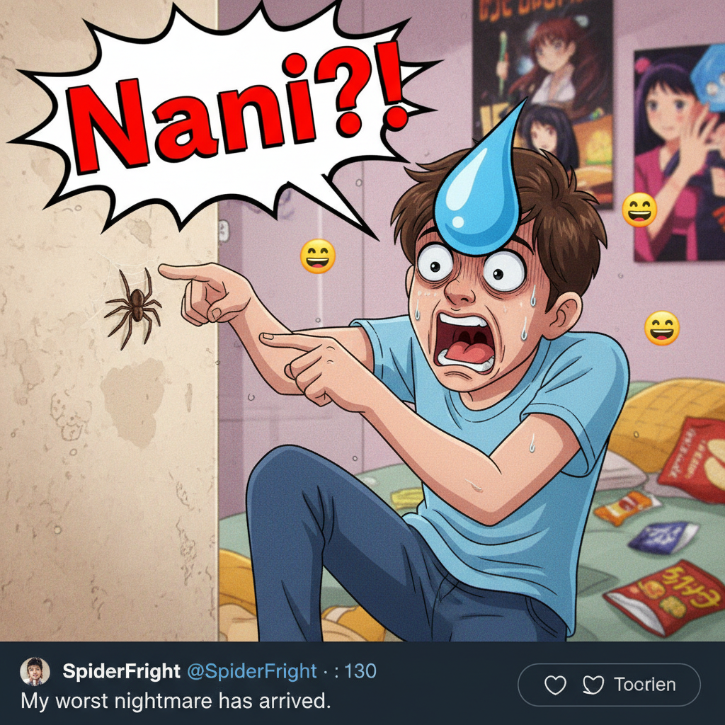 Me watching a spider: *anime sweat drop* 'Nani?!'