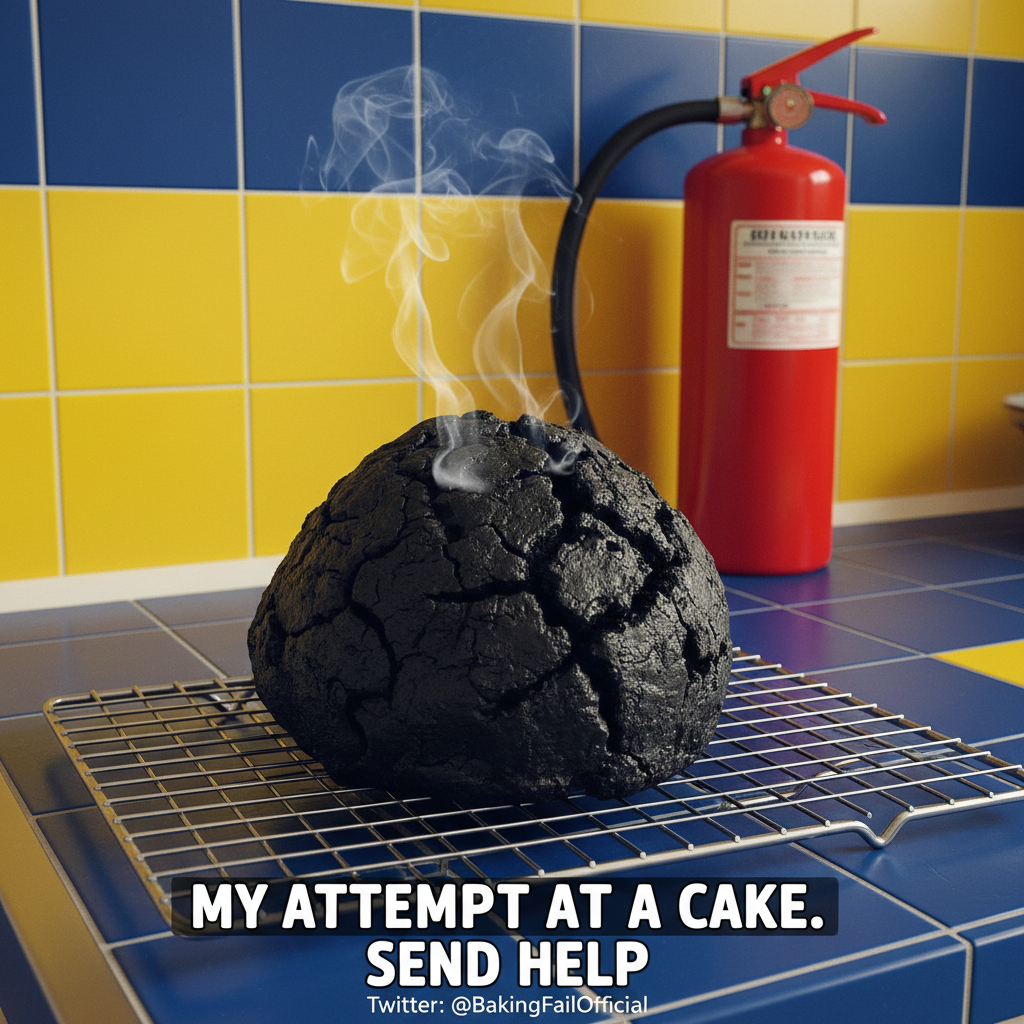 Tried to make a cake, ended up with a charcoal briquette. Send help (and pizza).