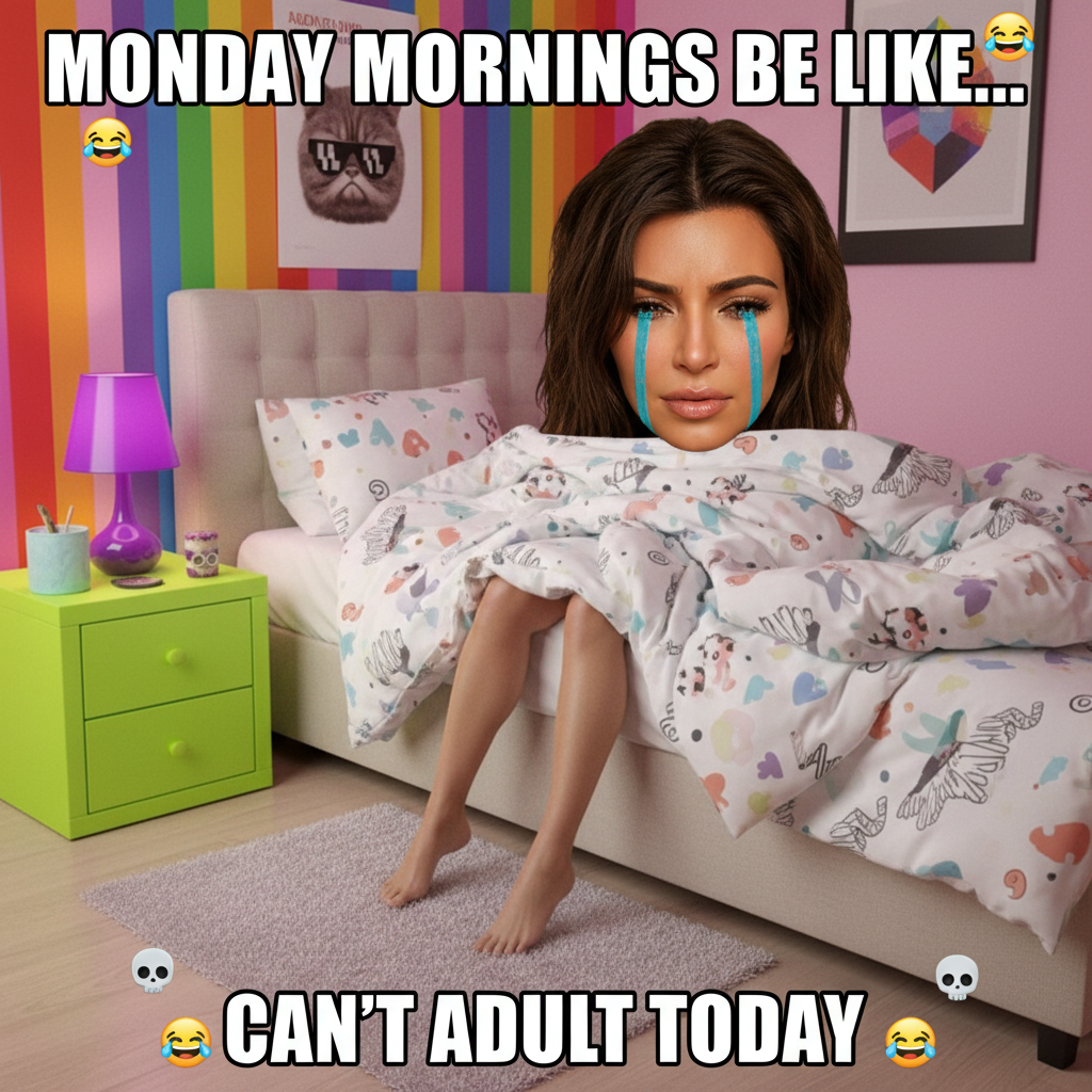 Me realizing I have to adult today, ft. Crying Kim Kardashian meme.