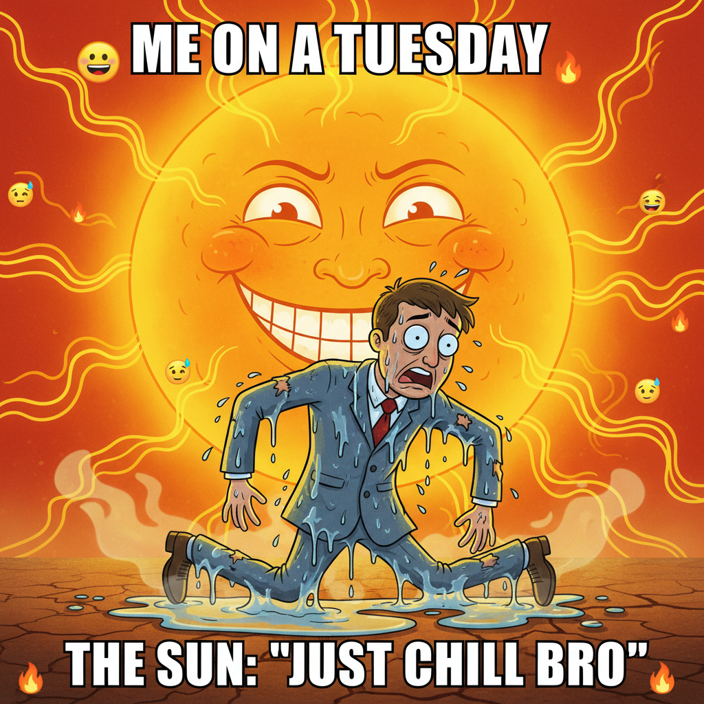 It's 90°F but feels like 120°F. Pretty sure the sun is personally attacking me.