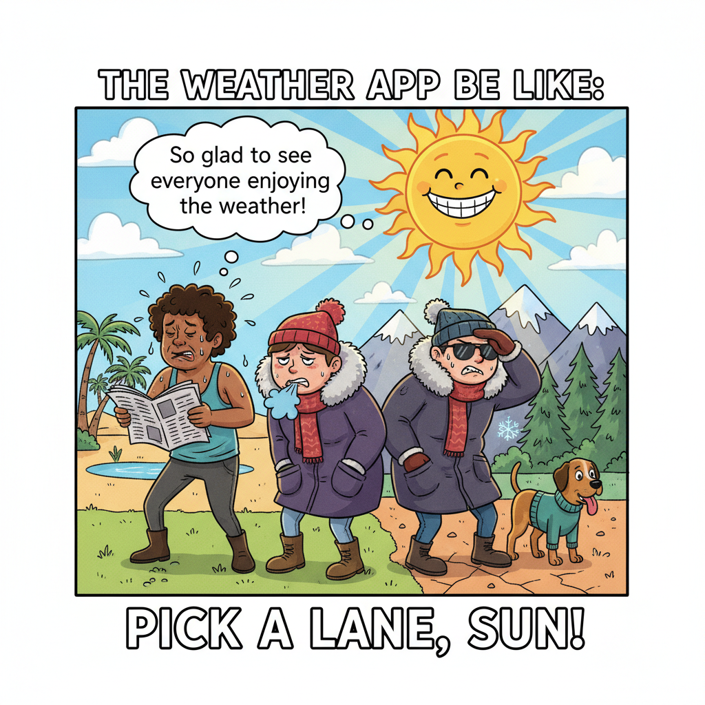 It's 70 degrees and sunny. Someone, somewhere, is complaining it's too hot/cold/bright.