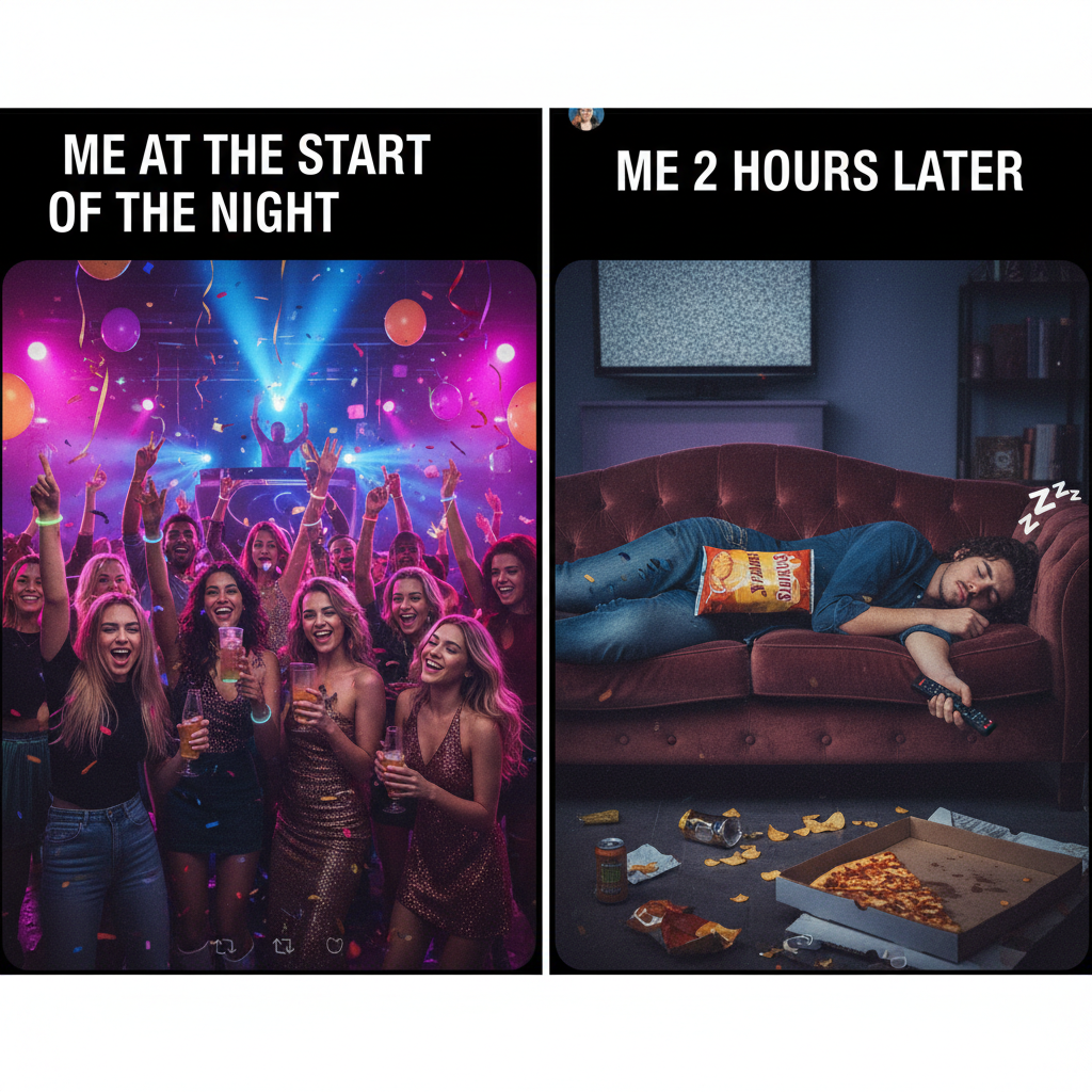Friday night plans: wild party. Friday night reality: asleep by 9pm with snacks. 😴