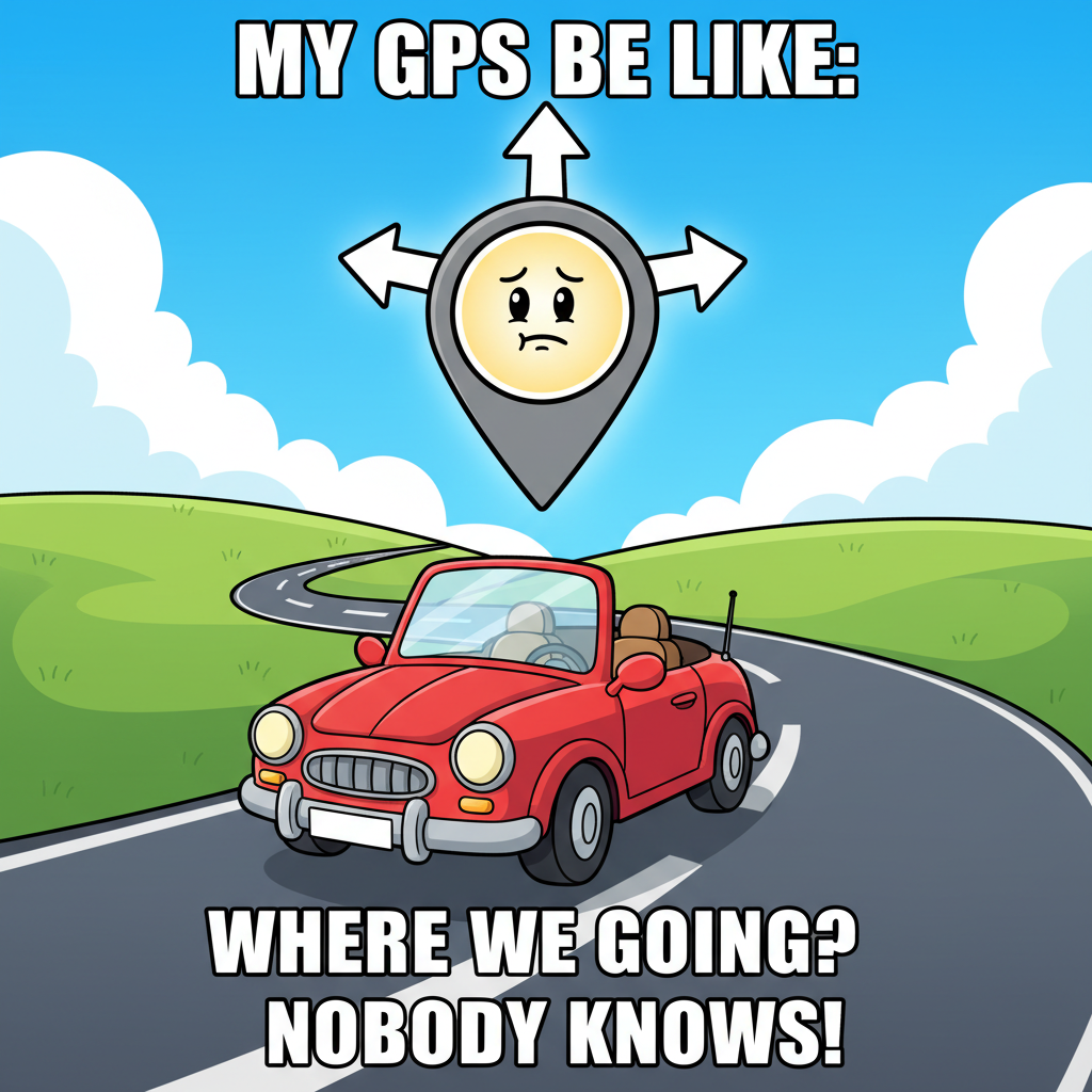 My GPS said 'turn left,' but my heart said 'take the scenic route to nowhere.' Lost again. 🗺️
