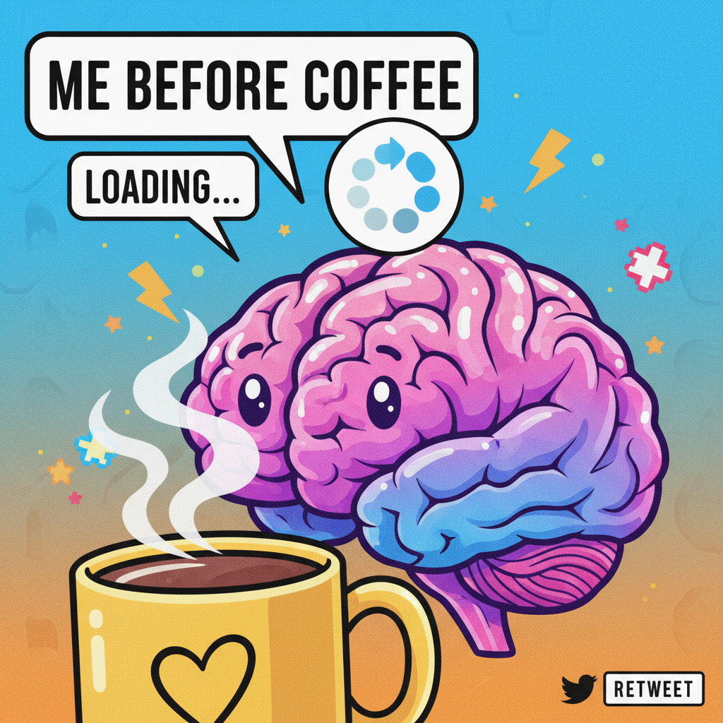 My brain on Monday mornings: loading... please wait. Still loading. Send coffee.