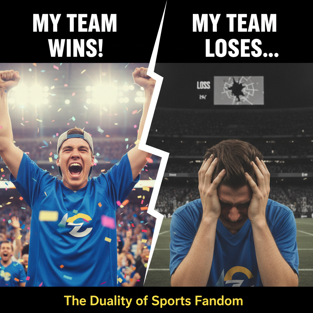 My team won: 'BEST TEAM EVER! WE'RE UNSTOPPABLE!' My team lost: 'FIRE EVERYONE! THE SEASON IS OVER!'