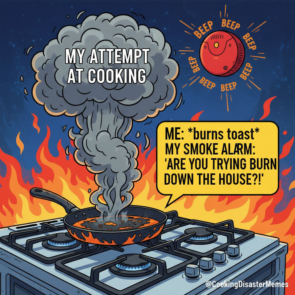 My 'gourmet' dinner just activated the smoke alarm. Send pizza. #ChefFail