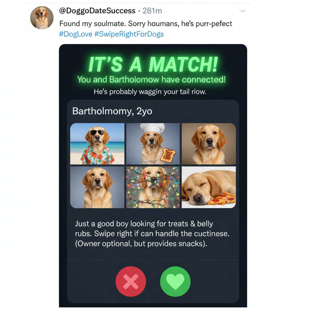 Matched with someone who only had pics of their dog. I'm taking the dog.