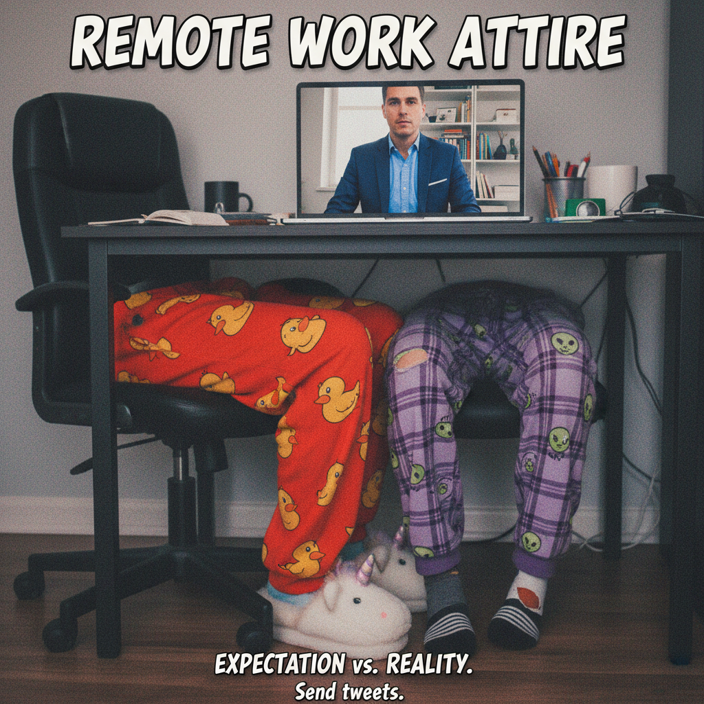 My WFH uniform is 50% pajamas, 50% 'I might have to turn my camera on for 5 mins'.