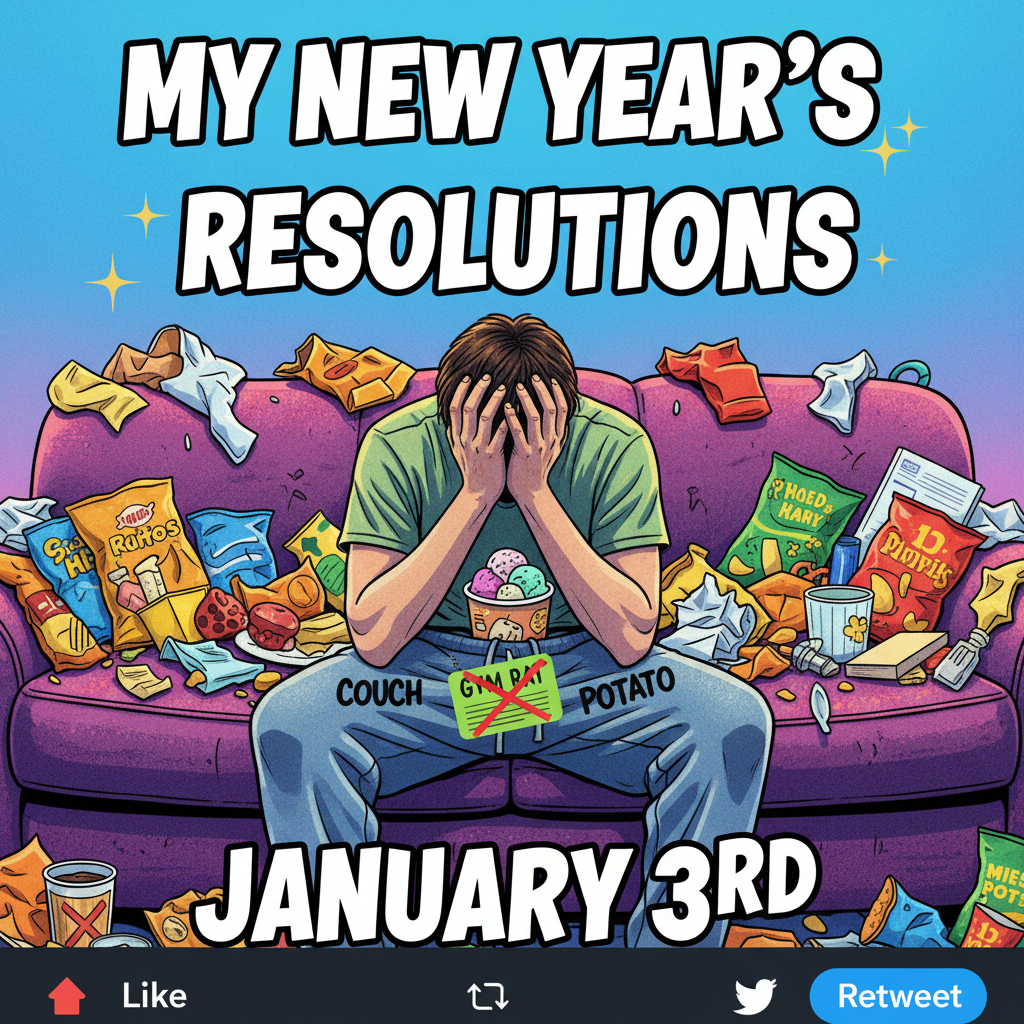 My New Year's resolution lasted 3 days. Send snacks, not judgment.