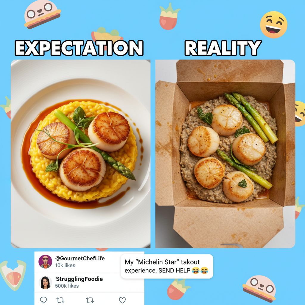 Ordered gourmet, got... this. My food delivery app owes me therapy.