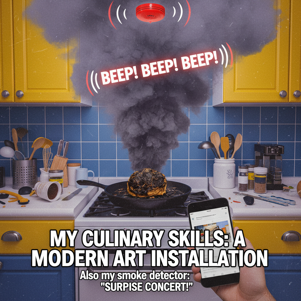 Tried to make a 'gourmet' meal. Ended up with a smoke detector concert. 0/10.