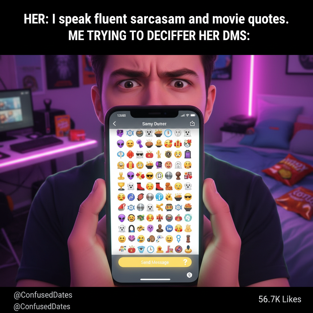 Matched with someone who only communicates in emojis. Send help. Or an interpreter.