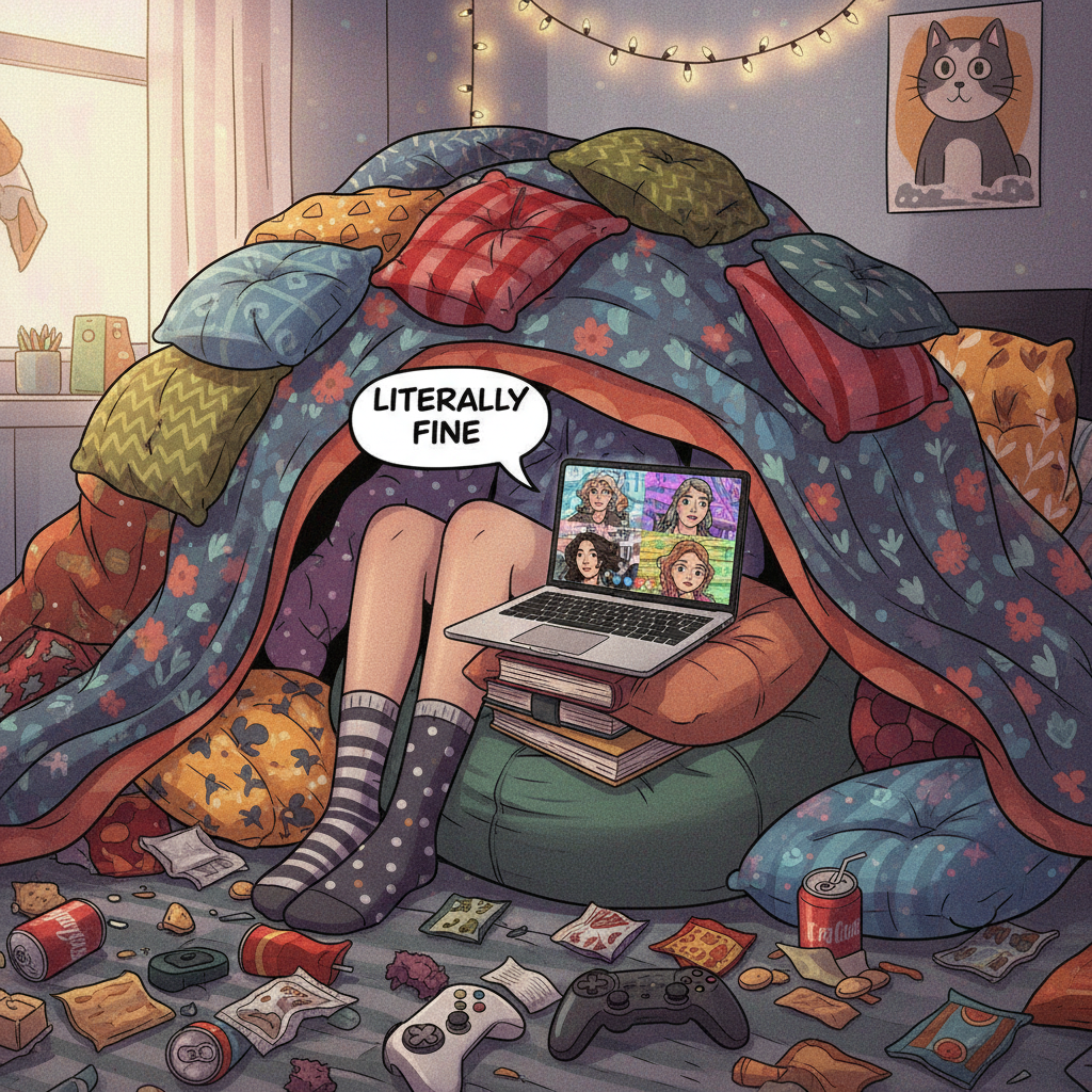 My WFH 'office' is just a blanket fort. Productivity: 📈 My dignity: 📉