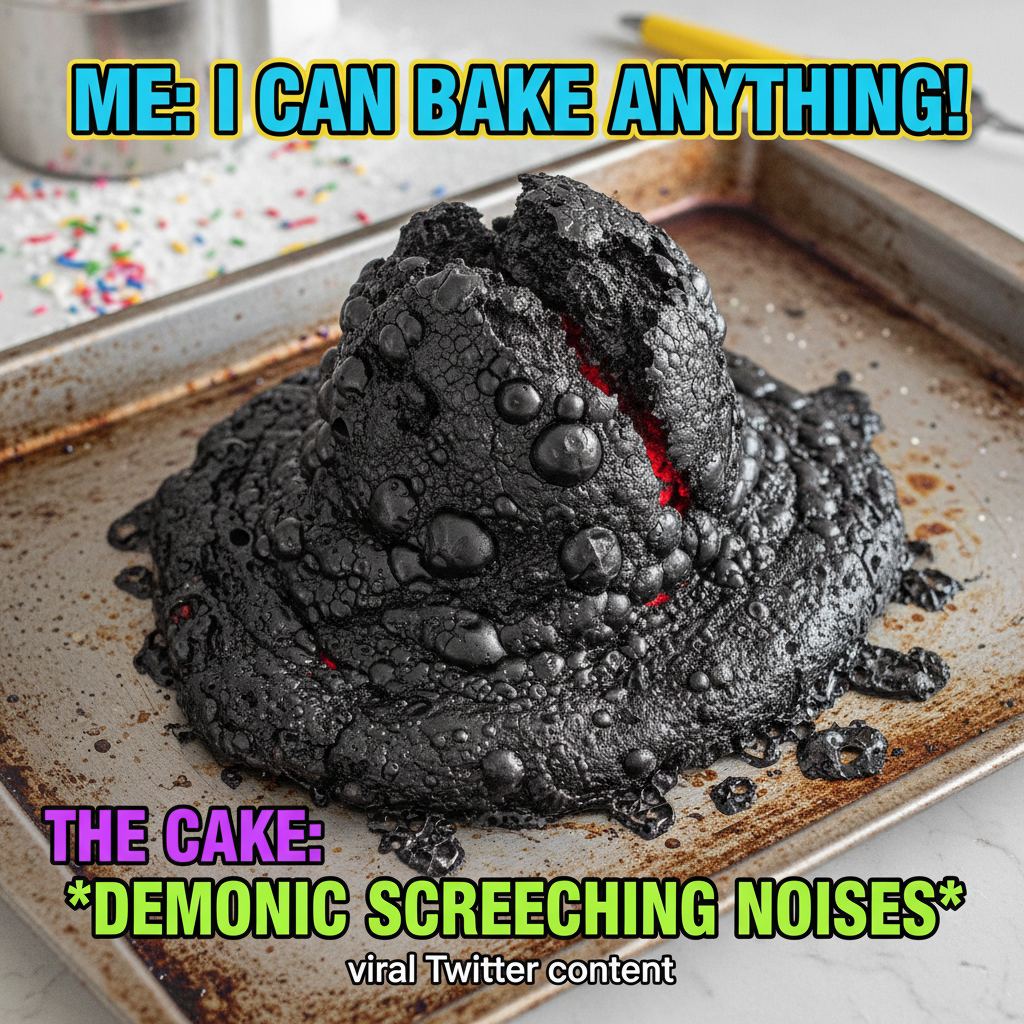 Attempted to bake a cake. It now resembles a deflated alien spaceship.