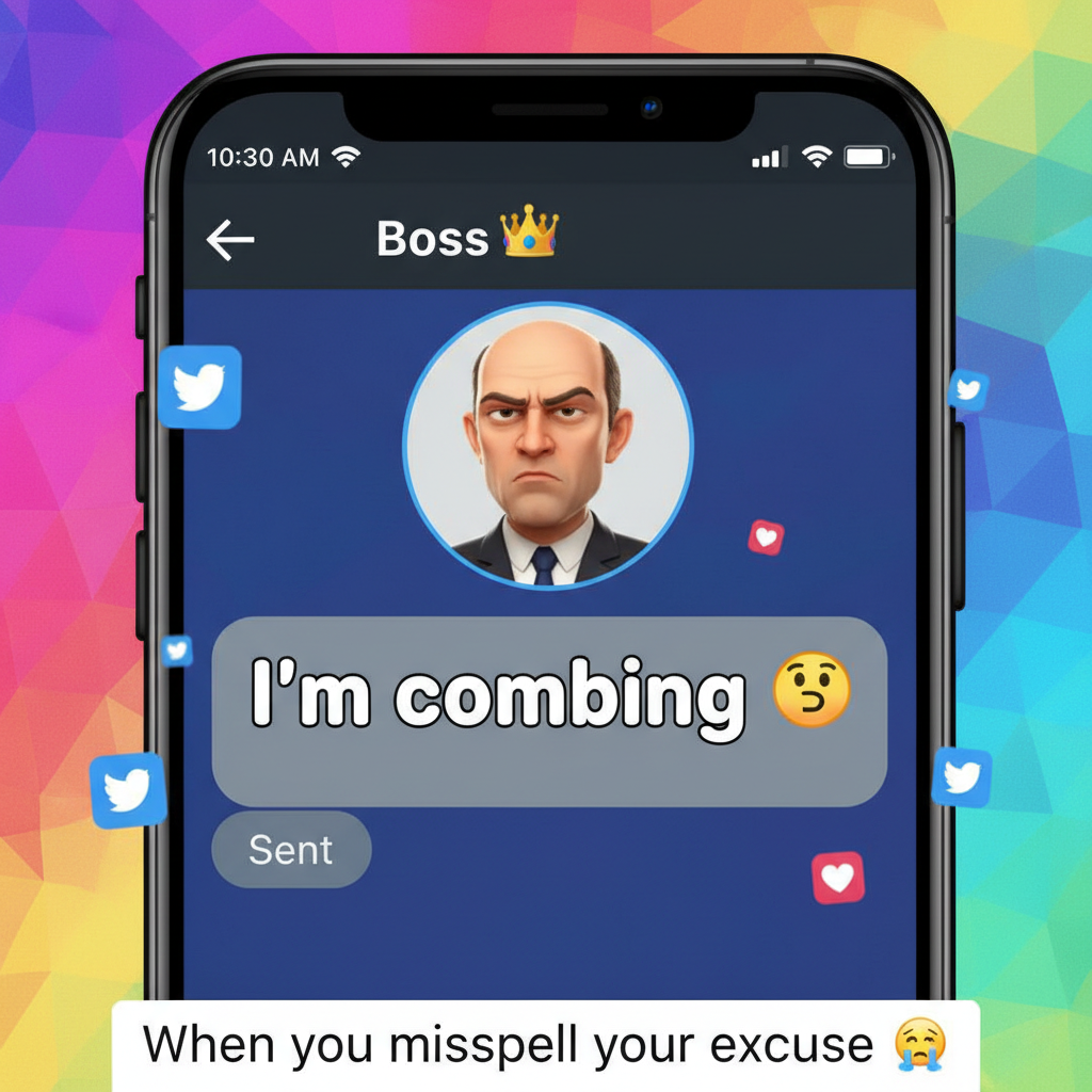 Autocorrect changed 'I'm coming' to 'I'm combing' in a text to my boss. My career is now a hairbrush.