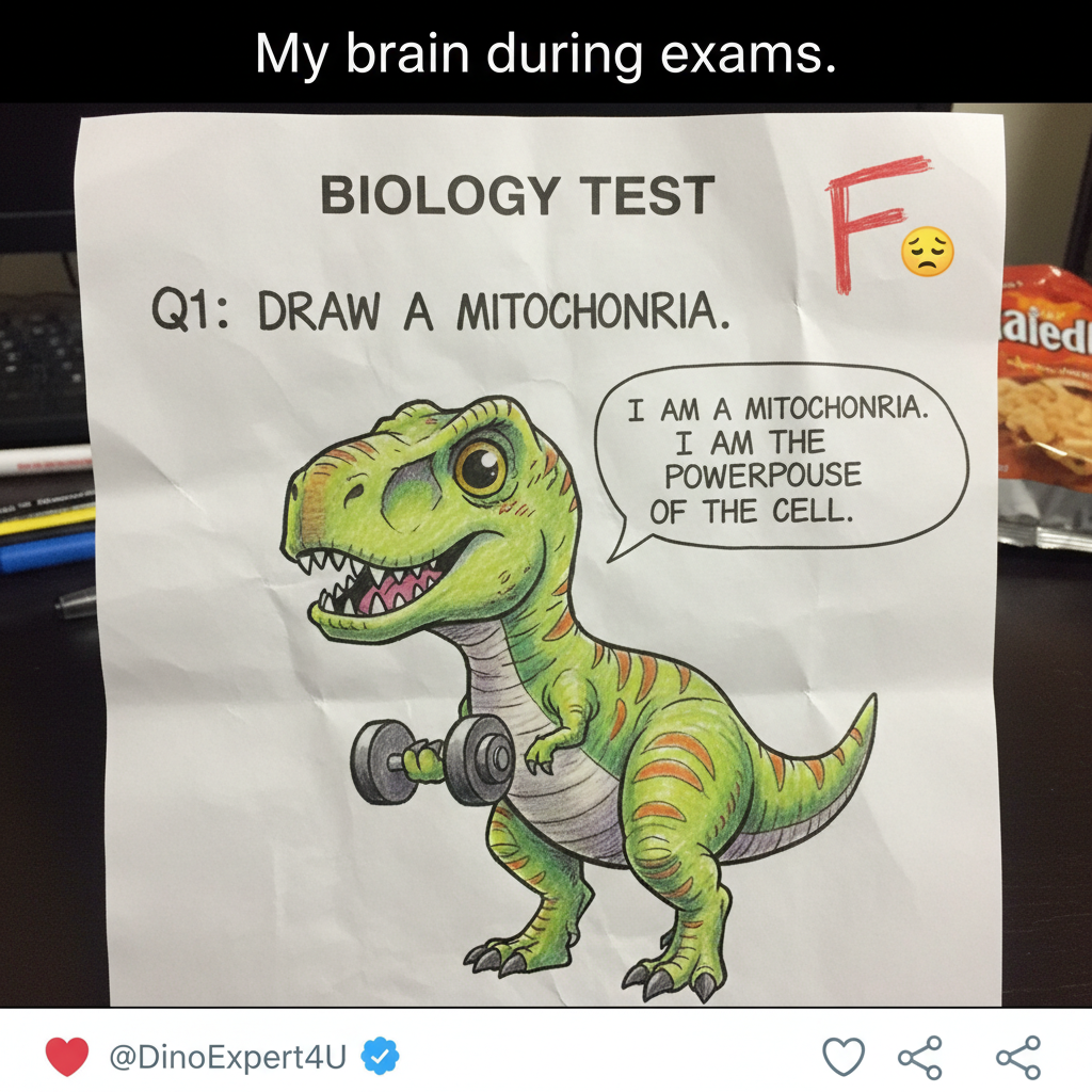 My brain during exams: 'You know this!' My hand: *draws a perfect dinosaur*