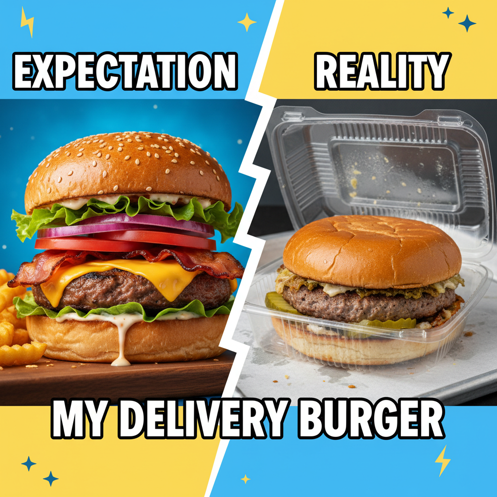 Ordered a gourmet burger. Got a sad, squished patty that looks like it lost a fight.