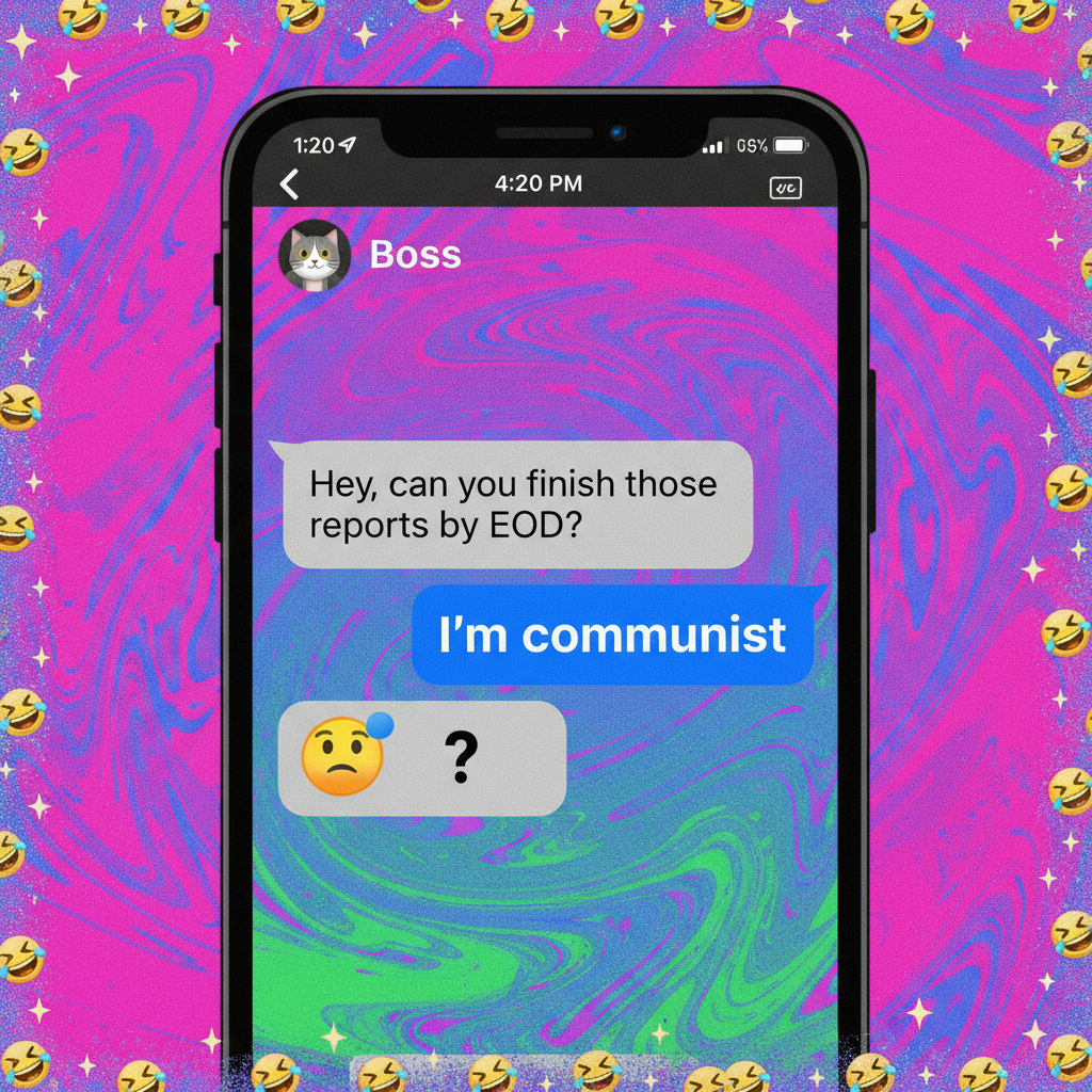 Autocorrect changed 'I'm coming' to 'I'm communist'. My boss is now confused.