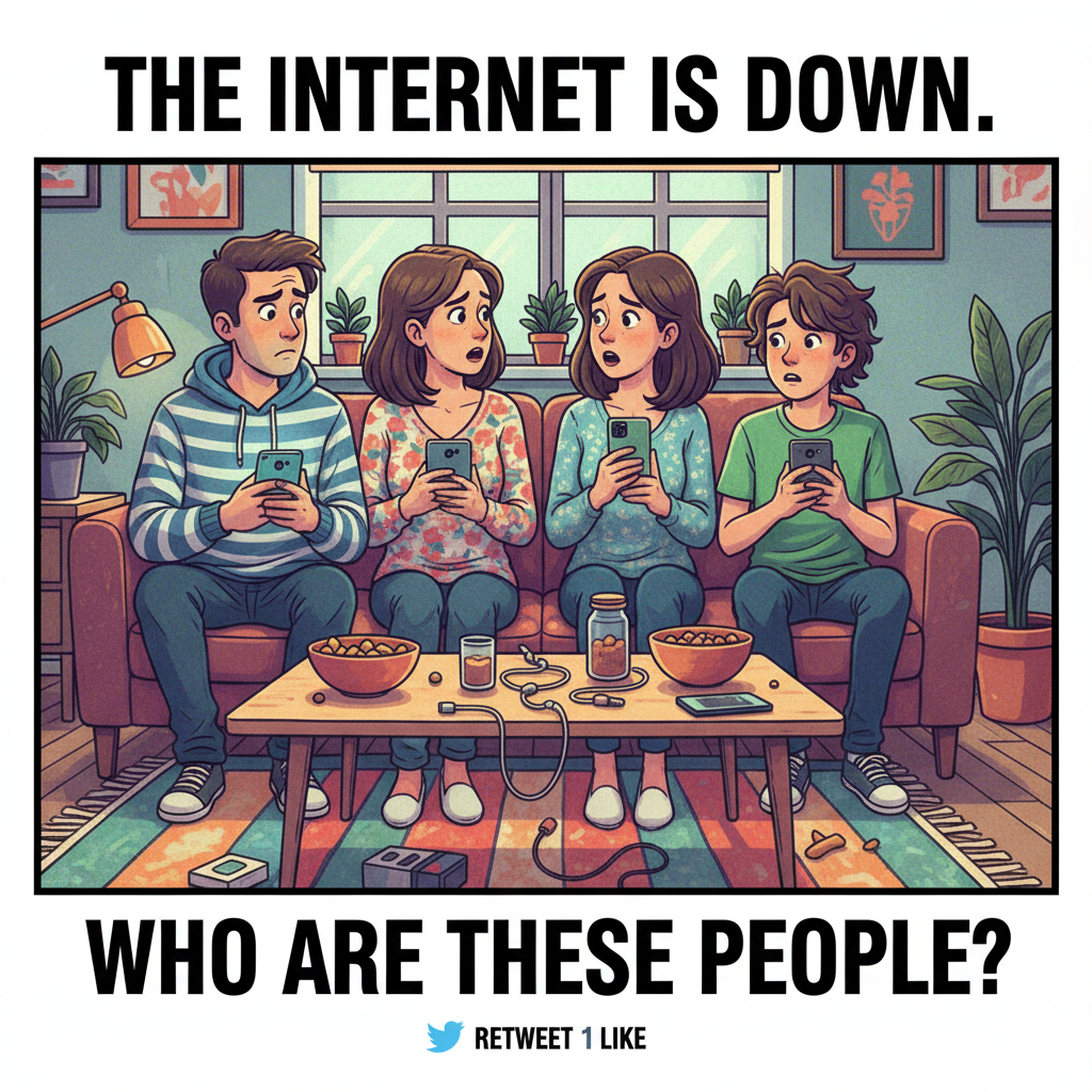 When the WiFi goes down, and you remember what your family looks like.
