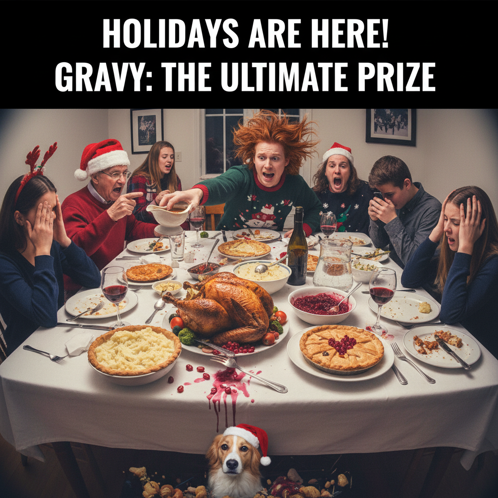My family dinner is less 'holiday cheer' and more 'Hunger Games: Gravy Edition.'