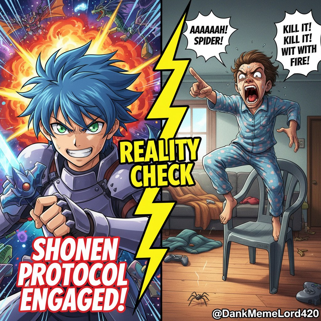 When the anime protagonist sees a spider vs. me seeing a spider. 😱