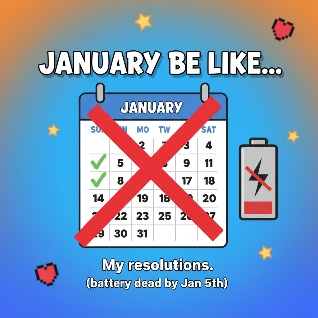 My New Year's resolution lasted longer than my phone battery. #NYRFails