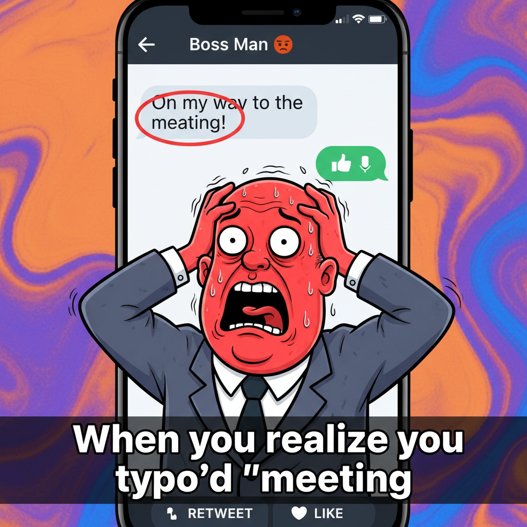 Autocorrect changed 'meeting' to 'meating.' My boss thinks I'm a cannibal now. 🤦‍♀️