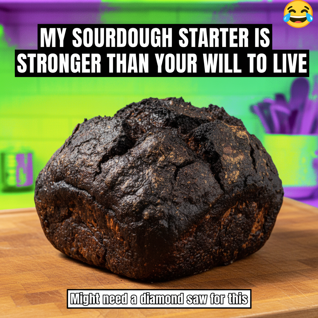 I tried to bake bread. It's now a petrified rock. Send thoughts and prayers. #CookingFail