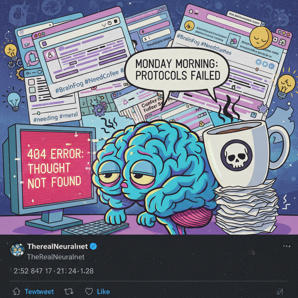 My brain on Monday mornings: 'Error 404: Motivation not found.'
