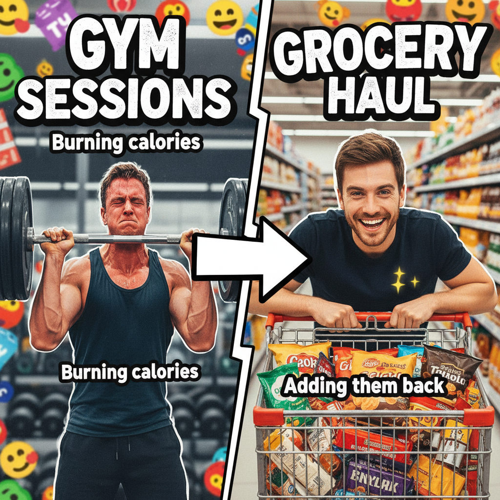 Me at the gym vs. Me at the snack aisle. Two very different people.