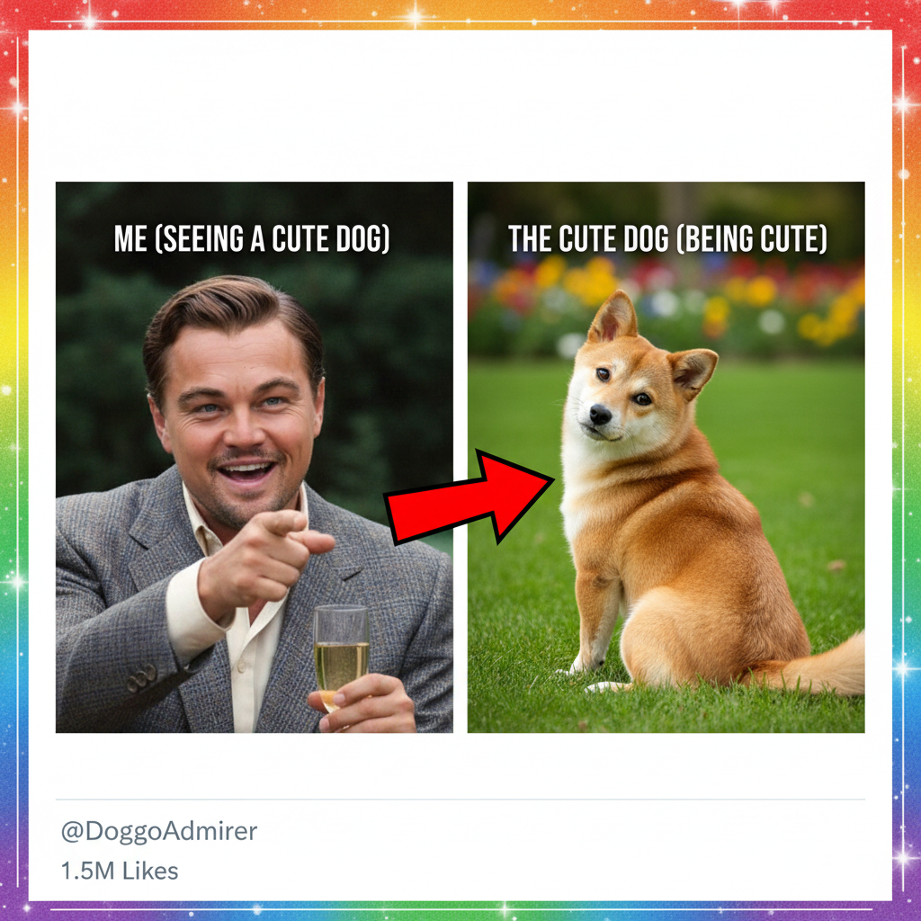 That meme of Leonardo DiCaprio pointing? Yeah, that's me every time I see a dog. #CelebMemes