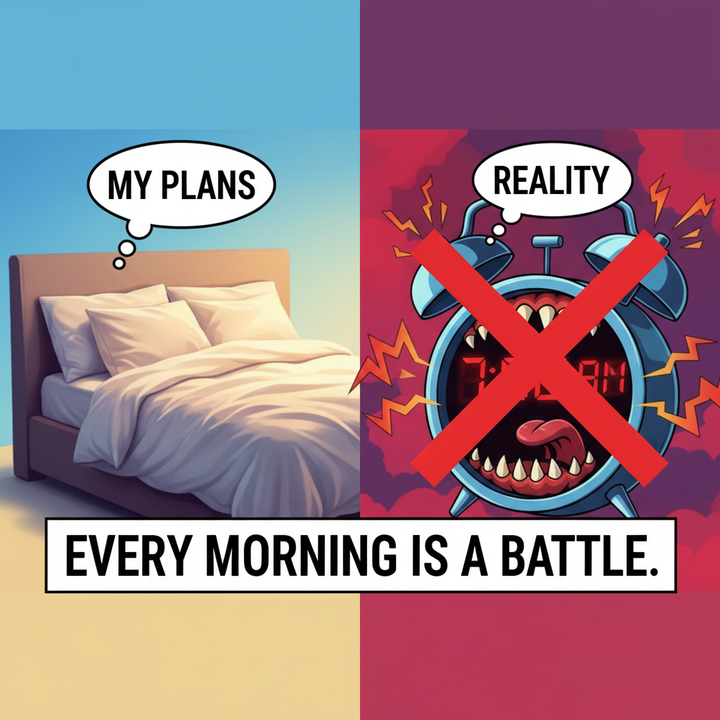 My bed this morning vs. my alarm clock. It's a toxic relationship.