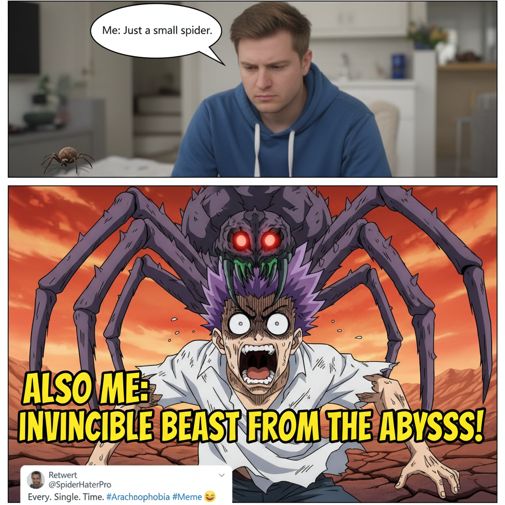 Me trying to react normally when I see a spider vs. my inner anime protagonist.