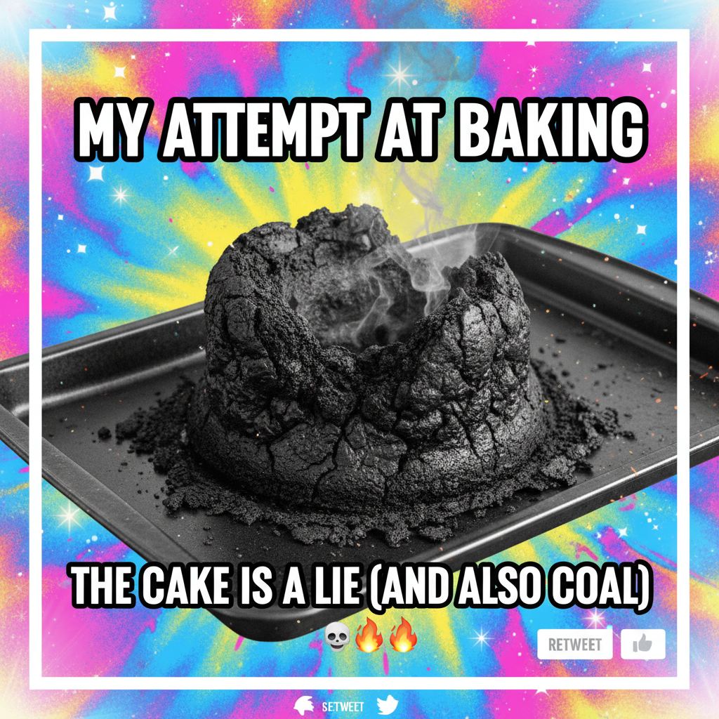 Tried to make a cake, ended up with a charcoal briquette. Send help (and fire extinguishers).