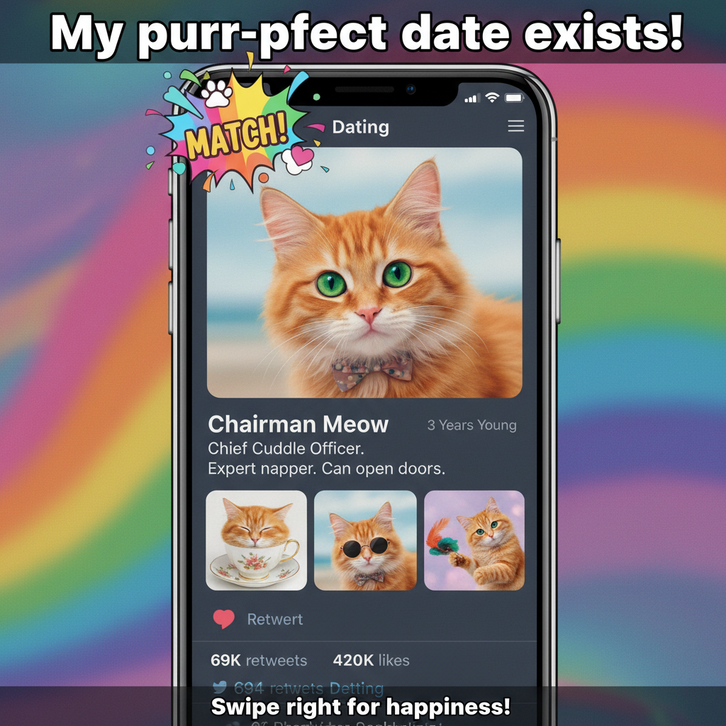 Matched with someone who only sent pics of their cat. 10/10, would swipe right again.