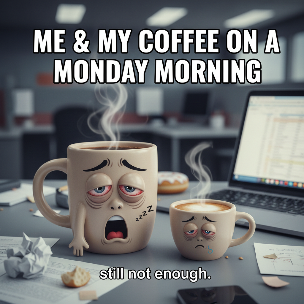 Monday morning: My coffee needs a coffee. And maybe a nap.