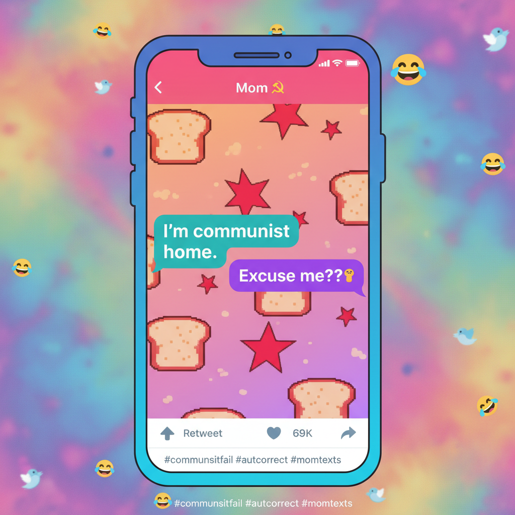 Autocorrect changed 'I'm coming home' to 'I'm communist home.' My mom is now questioning everything.
