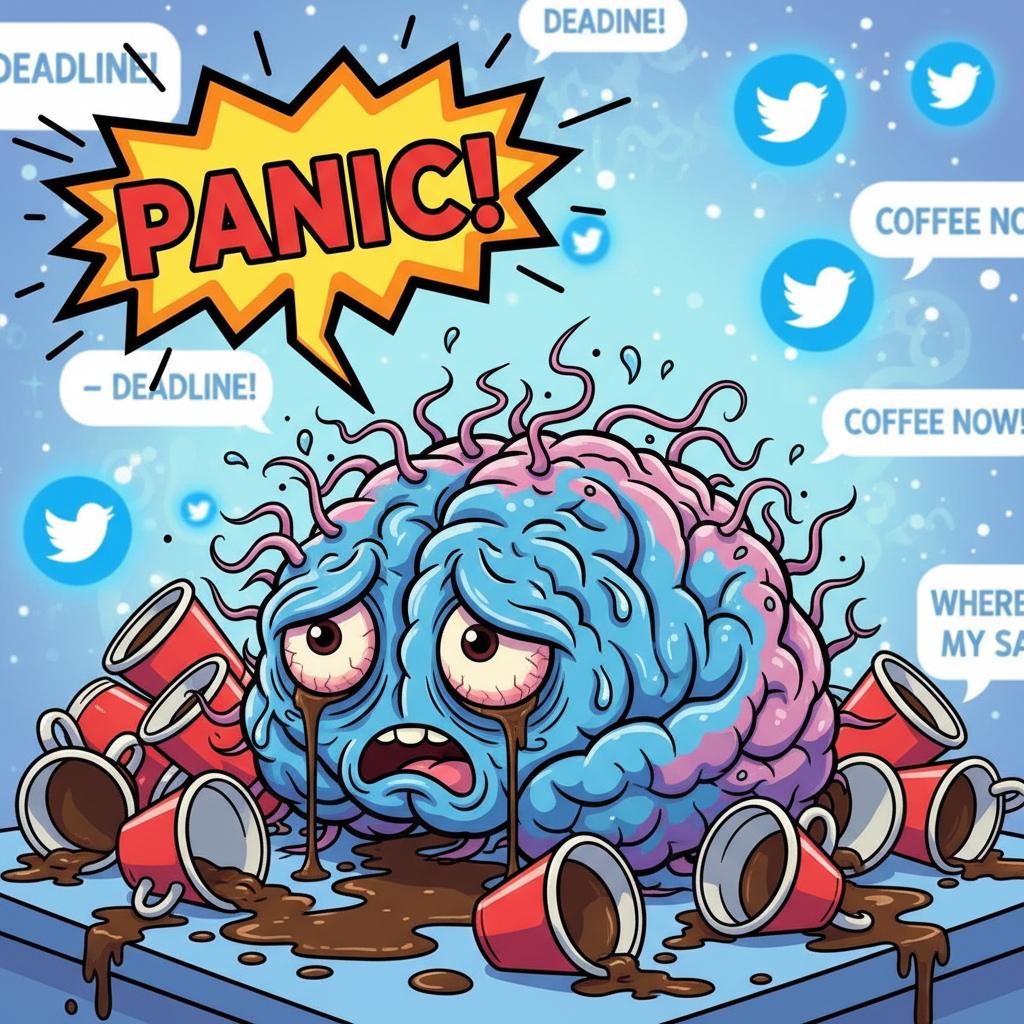 Me during exam season: My brain is 90% caffeine, 10% panic, and 0% actual knowledge.
