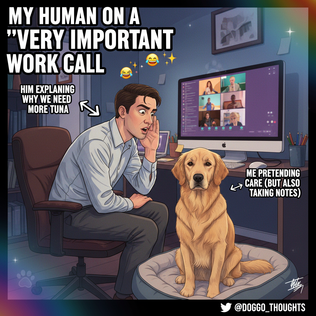 My coworkers think I'm on a call, but I'm just aggressively whispering to my dog about deadlines.