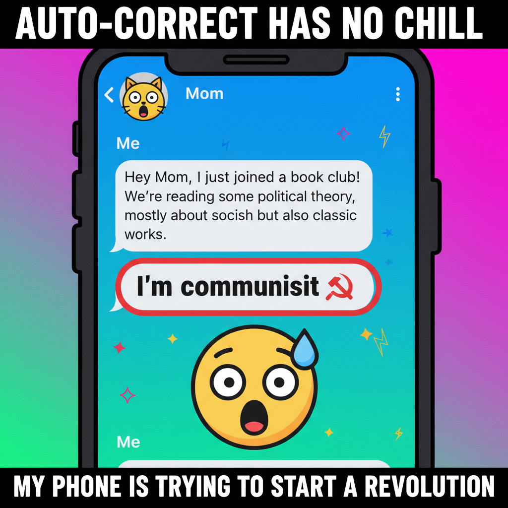 Autocorrect just changed 'I'm coming' to 'I'm communist.' My boss is going to love this.