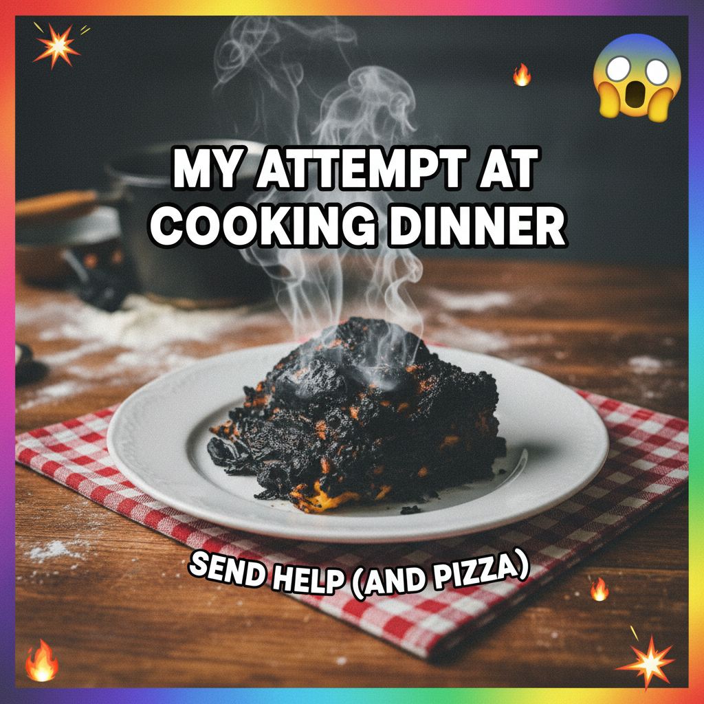 My 'gourmet' dinner looks like a crime scene. Send help (and pizza).