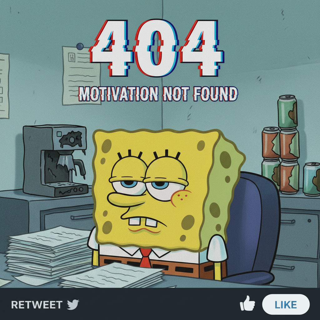 My brain on Monday morning: 'Error 404: Motivation Not Found.'