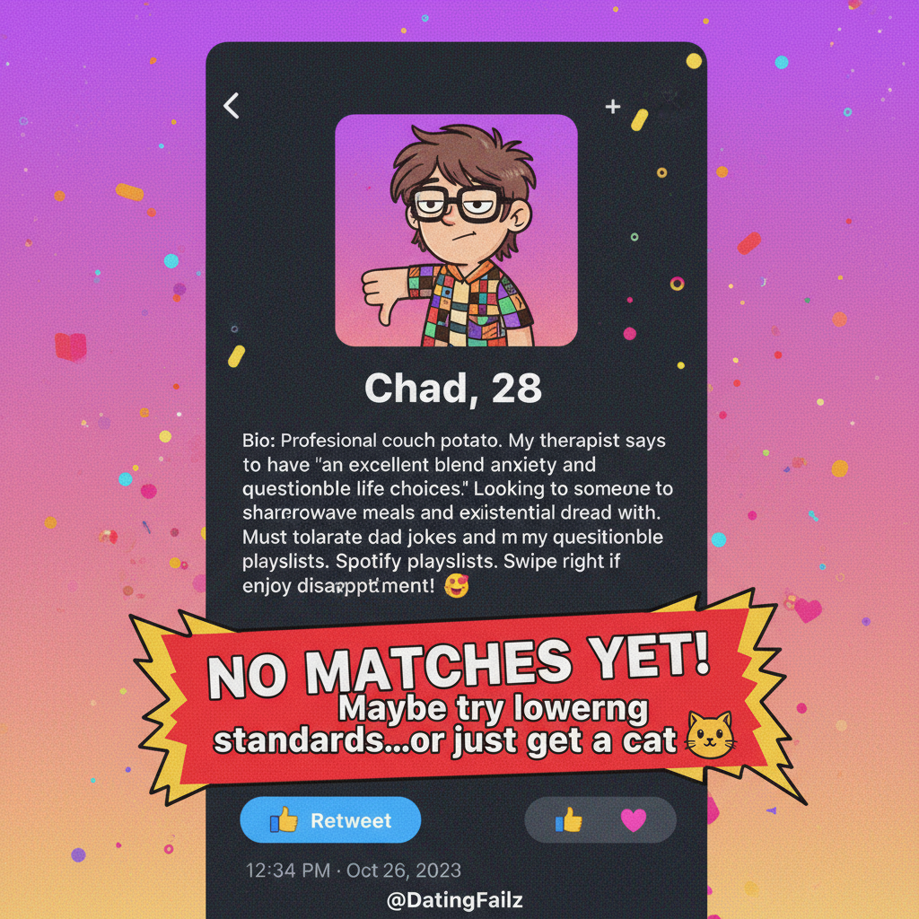 My dating app bio: 'Fluent in sarcasm, terrible at small talk.' Still single.
