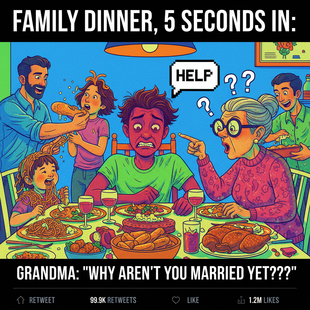 Grandma just asked if my 'internet friends' are coming to dinner. Send help. #FamilyChaos