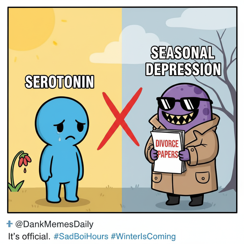 My seasonal depression just filed for divorce from my serotonin. It's getting serious.