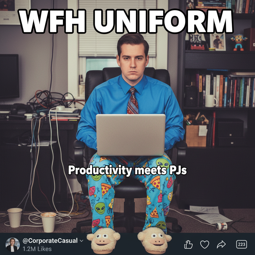 WFH perk: my coworkers can't see I'm wearing pajama bottoms and a tie.